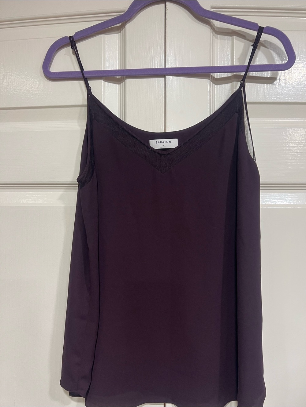Babaton Plum Sleeveless V-Neck Silk-Feel Cami Women’s Size Medium NWOT